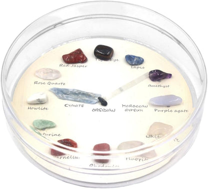 SOLUSTRE Agate Gem Mineral Stone Wall Clock Crystal Desk Shelf Clock Gemstone Rock Collection Kit for Kids Geology Science Learning Home Decor