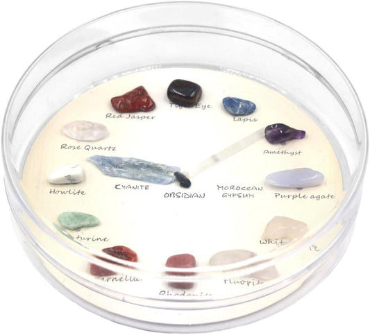 SOLUSTRE Agate Gem Mineral Stone Wall Clock Crystal Desk Shelf Clock Gemstone Rock Collection Kit for Kids Geology Science Learning Home Decor