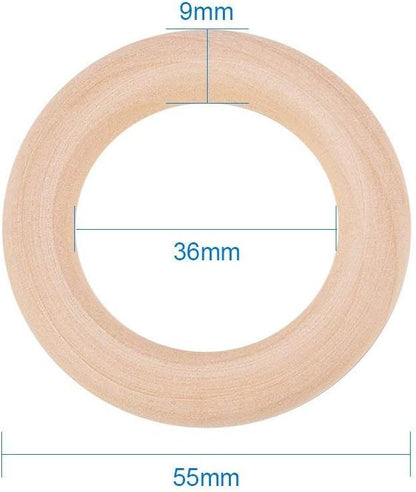 Onwon 10 Pieces Wooden Rings Natural Wood Rings Without Paint Smooth Unfinished Wood Circles for Craft DIY Baby Teething Ring Pendant Connectors Jewelry Making (70mm)