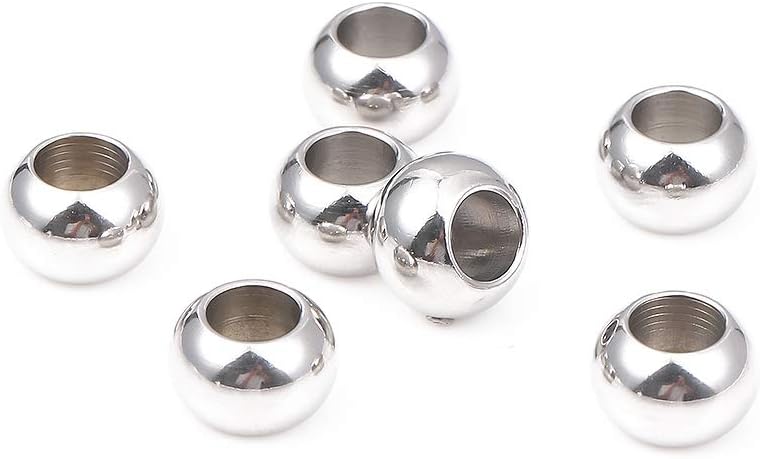 BEADIA Stainless Steel Spacer Beads 3x2.5mm Round Loose Charm Caps Beads for DIY Jewelry Making 100pcs with 1mm Hole