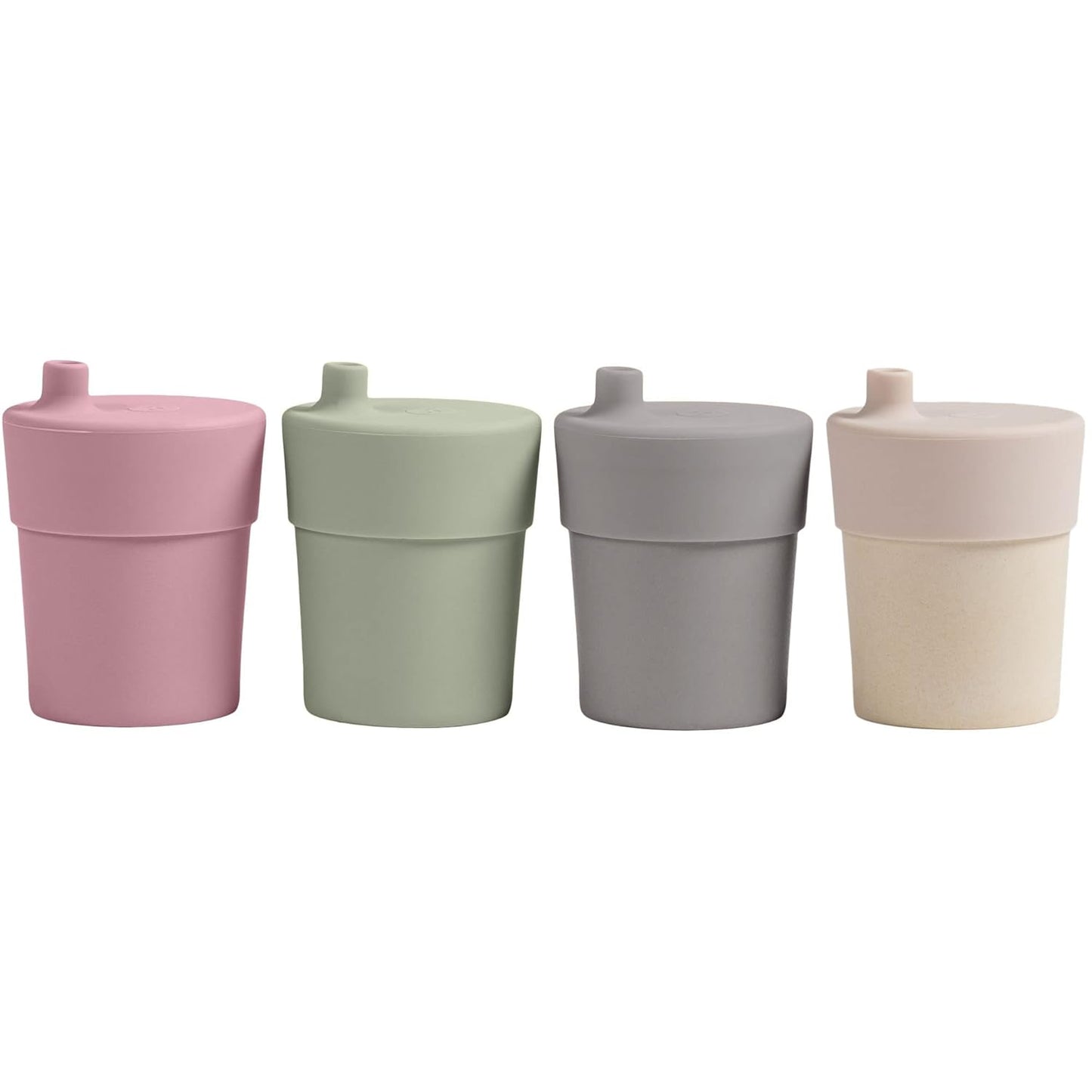 WeeSprout Bamboo Toddler Cups - 4 pc Set (10 fl oz), Organic & Non-Plastic Cup Pack for Toddlers, Big Kids or Baby, Natural