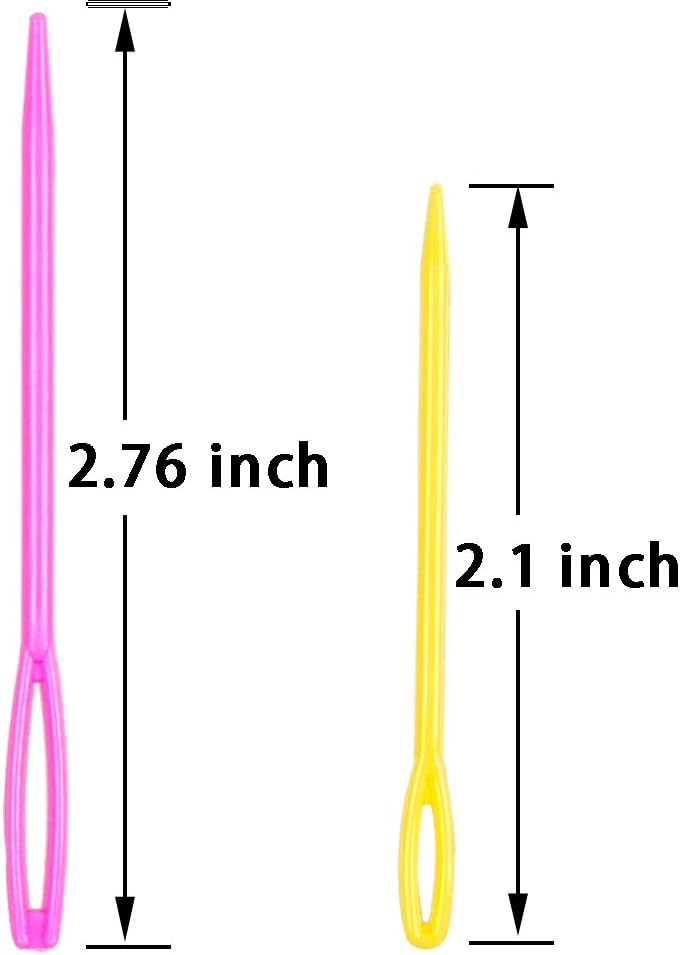 Hekisn Large-Eye Plastic Sewing Needles, Colorful Safety Lacing Needles, 2 Different Sizes Yarn Sewing Needle, Learning Needles for DIY Sewing Handmade Crafts，2.76 &2.1 inch (16 Pieces)