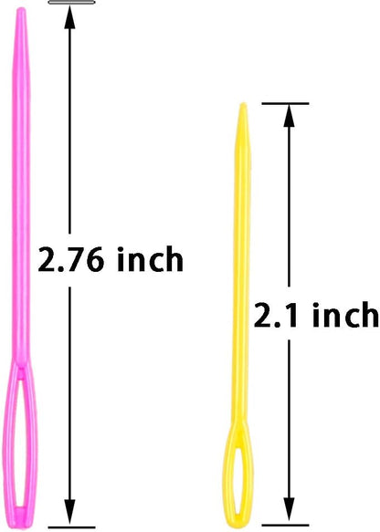 Hekisn Large-Eye Plastic Sewing Needles, Colorful Safety Lacing Needles, 2 Different Sizes Yarn Sewing Needle, Learning Needles for DIY Sewing Handmade Crafts，2.76 &2.1 inch (16 Pieces)