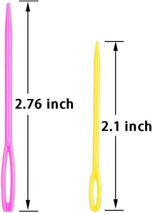 Hekisn Large-Eye Plastic Sewing Needles, Colorful Safety Lacing Needles, 2 Different Sizes Yarn Sewing Needle, Learning Needles for DIY Sewing Handmade Crafts，2.76 &2.1 inch (16 Pieces)