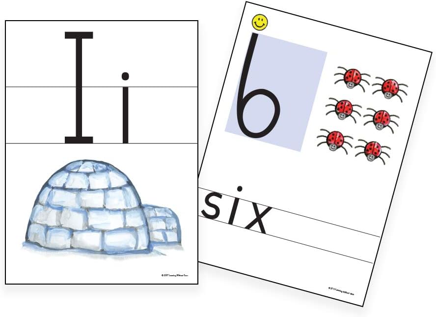 Learning Without Tears,Color Print & Number Cards, Age 5+, Kindergarten+, Handwriting Without Tears, 8.5"x11" Color Alphabet Cards, Letters & Pictures, School & Home