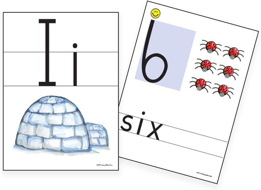 Learning Without Tears,Color Print & Number Cards, Age 5+, Kindergarten+, Handwriting Without Tears, 8.5"x11" Color Alphabet Cards, Letters & Pictures, School & Home