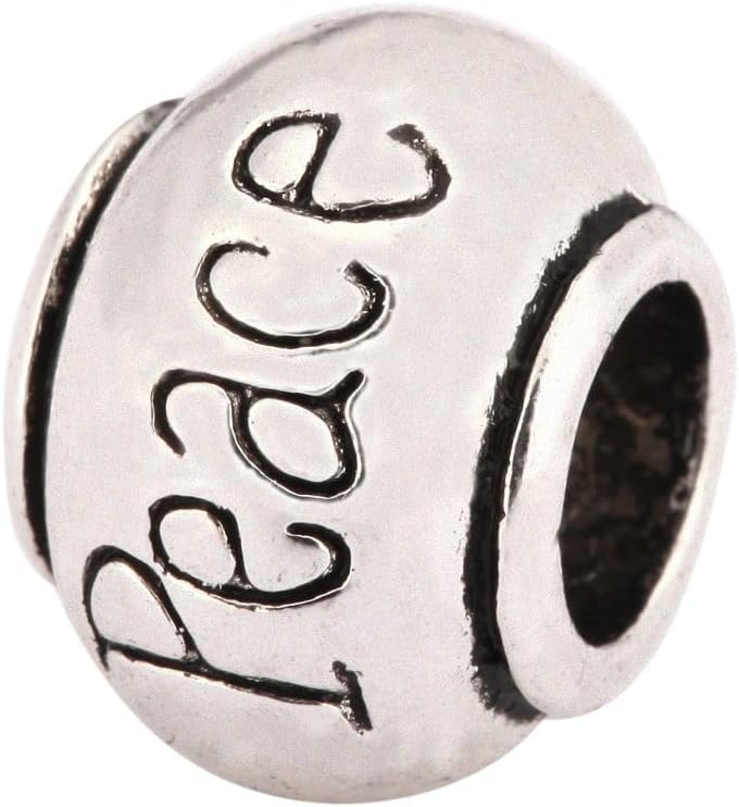 40pcs Live Love Laugh Large Hole Loose Beads (4.5mm Hole) Antique Silver Metal Spacer for DIY Craft Jewelry Making MEC-C9