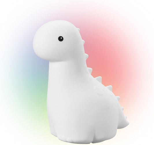 Globe Electric Multicolor LED Silicone Night Light, Brontosaurus Tap Light, Rechargeable, Color Changing, Soft BPA-Free Body, Kids Nursery Décor, 13848
