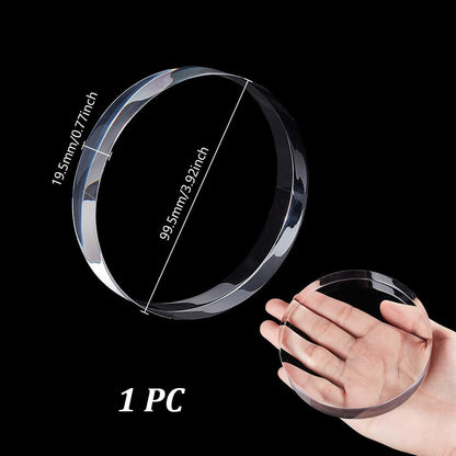 AHANDMAKER 1Pc Acrylic Disc Display Block Clear Round Display Stand 3.9"/10cm Diameter Round Base Plished Ring Display Holder Bases for Table Showing Collectibles