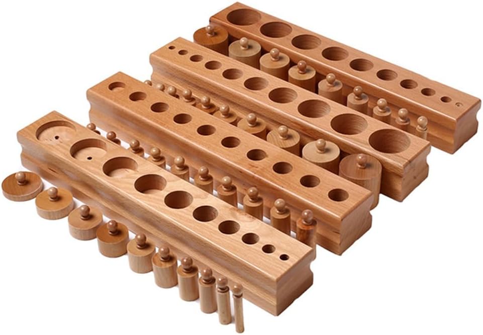 Montessori Large Socket Cylinders, Wooden Sensory Toy for Toddlers, Educational Gift