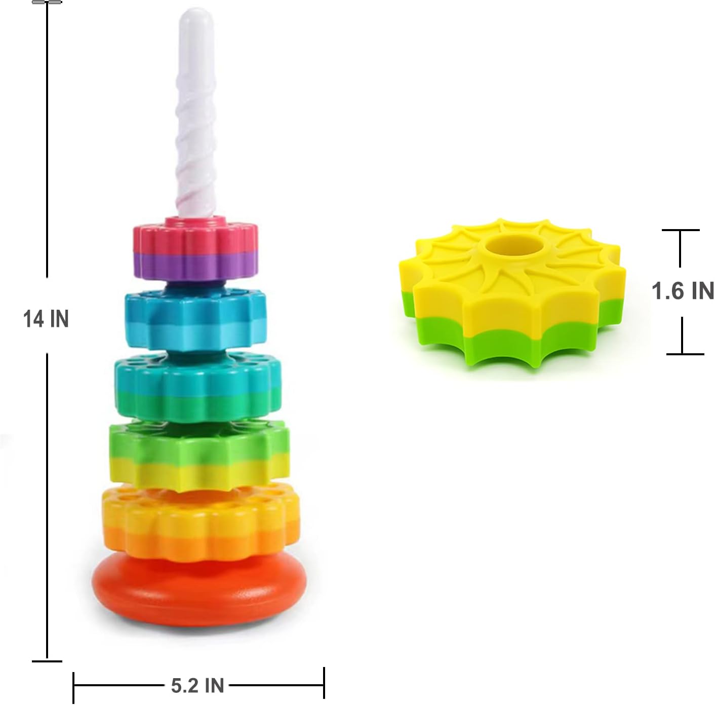 LUCKFUTURE Educational Spinning Stacking Toys, Rainbow Stacking Rings Baby Toy, Montessori Sensory Learning Toy for Girls and Boys Toddlers Toys for 1-3 Year Old