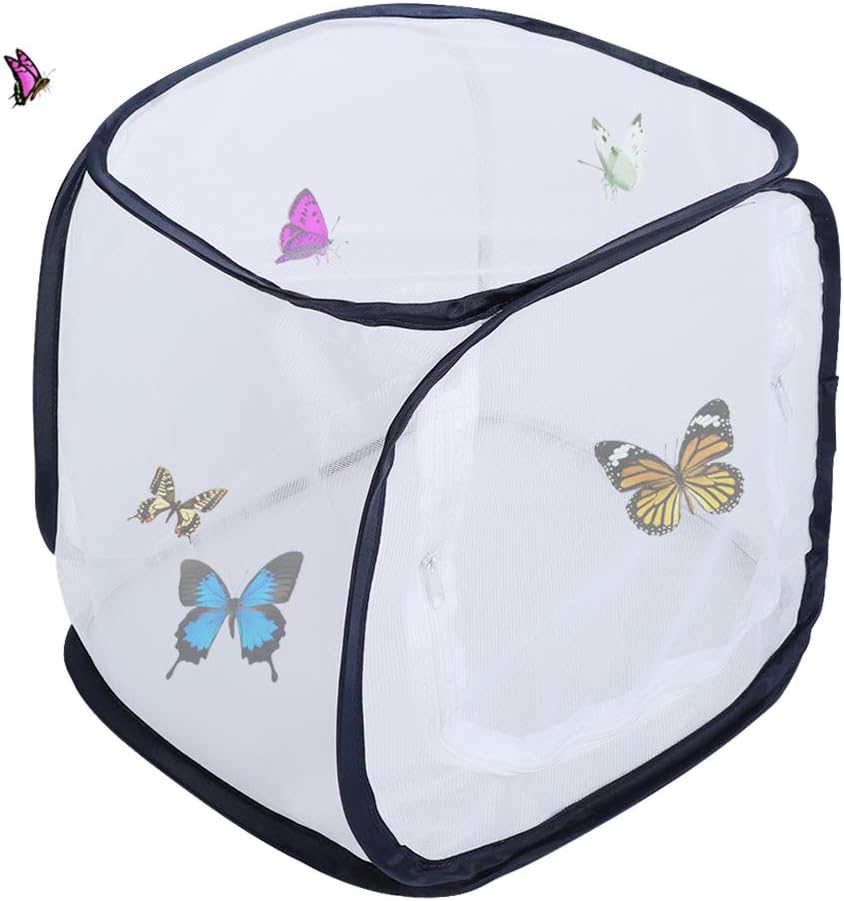 Breeding Cage Ventilated Butterfly House Portable Mesh Cage in Sect and Butterfly Habitat Cage Foldable Mesh Cage for Incubator Plant Growing Clear Observation