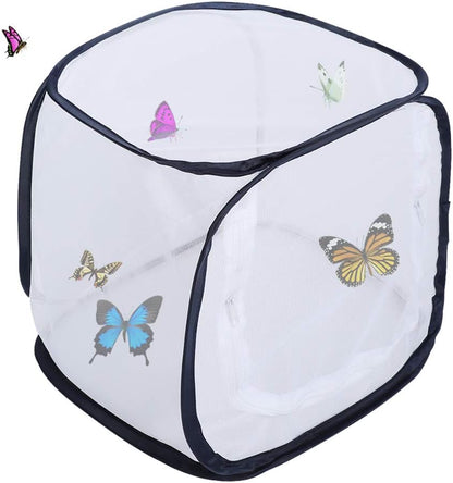 Breeding Cage Ventilated Butterfly House Portable Mesh Cage in Sect and Butterfly Habitat Cage Foldable Mesh Cage for Incubator Plant Growing Clear Observation