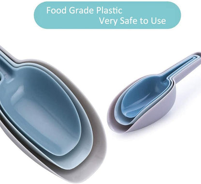 Set of 4 Plastic Ice Scoops, Kitchen Multipurpose Food Scoops for Canisters, Freezer, Flour, Dry Foods, Coffee Beans, Pop Corn, Pet Food (Mix 4 (Set of 4), 150ml, BPA-Free, Dishwasher Safe)