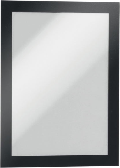 Durable Duraframe Self Adhesive Magnetic Sign Holder in Half Letter-Size 5.5" x 8.5" Inches - Black Frame - Pack of 2