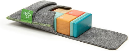 8 Piece Tegu Pocket Pouch Magnetic Wooden Block Set, Tints