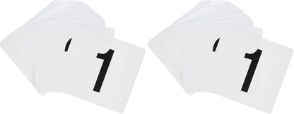 New Star Foodservice 23084 1-100 Double Side Plastic Table Numbers, 4" x 4" Inch, Light Grey on Black
