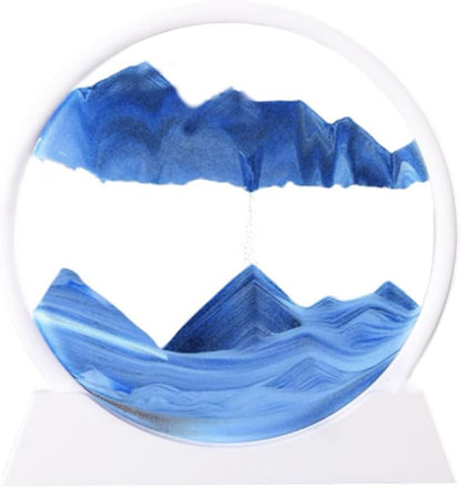 Arthink Moving Sand Art Picture in Motion Round Glass 3D Deep Sea Landscape, Dynamic Sand Art Sandscapes, Sensory Relaxing Desktop