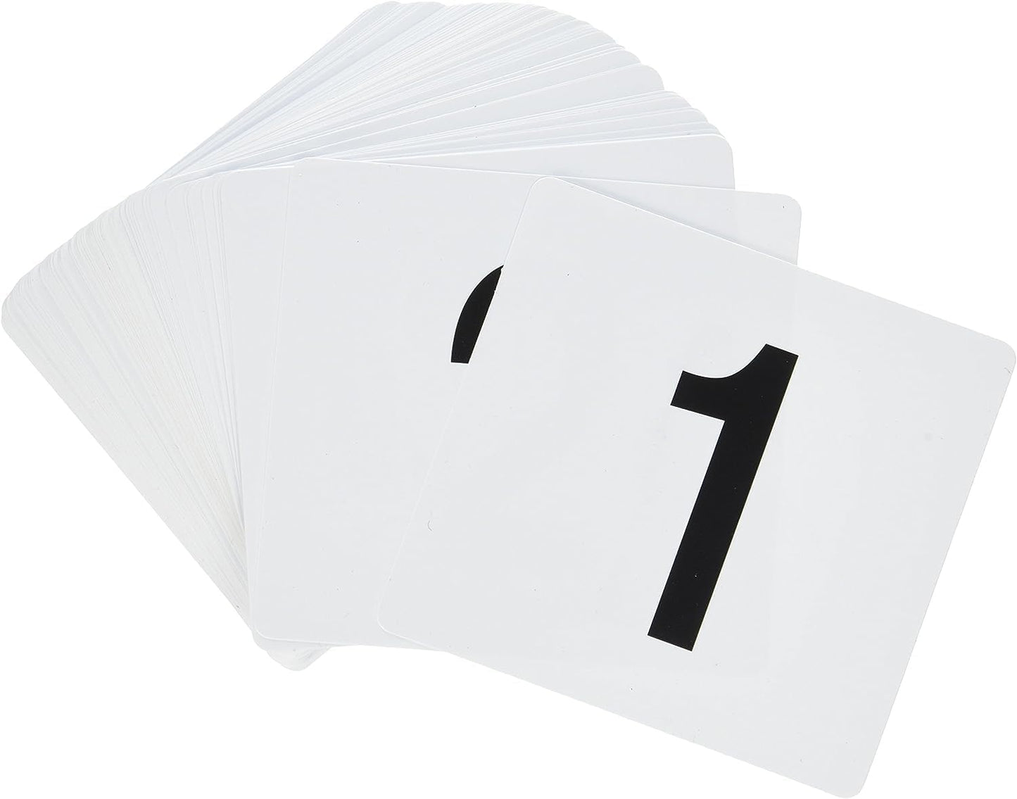 New Star Foodservice 23084 1-100 Double Side Plastic Table Numbers, 4" x 4" Inch, Light Grey on Black