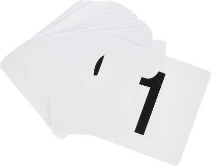 New Star Foodservice 23084 1-100 Double Side Plastic Table Numbers, 4" x 4" Inch, Light Grey on Black