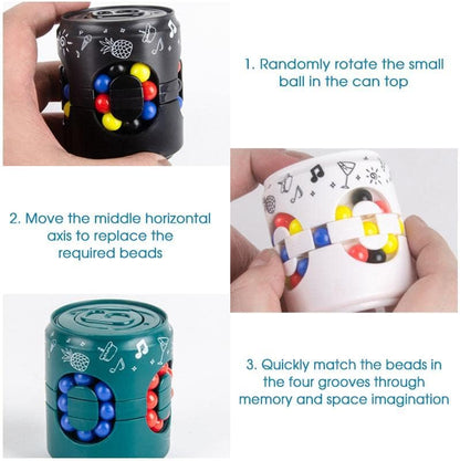 Magic Cube and Fidget Spinner, Rotating Fidget Cube Toy Set, Idea ADHD Fidget Toys, Adult Fidget Spinner for Anxiety Relief Therapy, Fidget Pack Great Gift for Adults Teens Boys Kids (Blue)