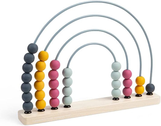 Bigjigs Toys FSC® Certified Rainbow Abacus - Eco Wooden Abacus for Kids & Toddlers, 32 Food-Grade Silicone Beads, Early Development & Activity Toys, Quality Counting Toys