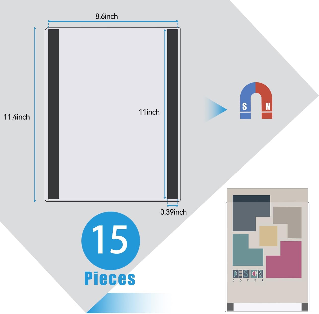 10 Pcs 8.5'' x 11'' Rigid Magnetic Sign Holders - Clear Plastic Document Frames with Magnet Borders for Letter Size Posters - Perfect for Home, Office, and Store Displays