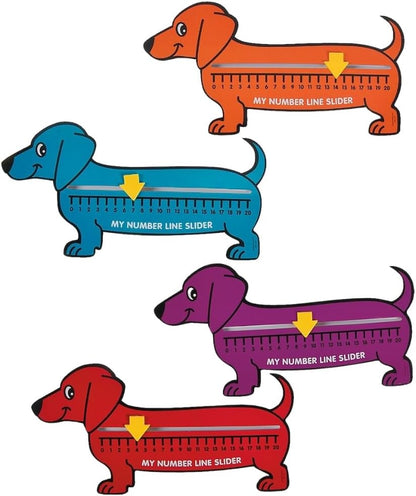 Fun Express Wiener Dog Number Line Sliders - 12 Pieces - Educational And Learning Activities For Kids