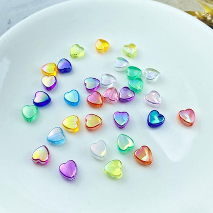 400 PCS Acrylic Heart Shape Beads AB Colors Heart Pony Spacer Beads for Jewelry Making DIY Bracelet Earring Necklace Key Chains(Deep Pink)