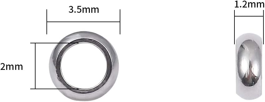 BEADIA Stainless Steel Spacer Beads 3x2.5mm Round Loose Charm Caps Beads for DIY Jewelry Making 100pcs with 1mm Hole