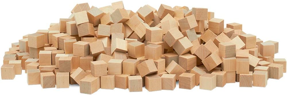 DIY Wooden Cubes 3/4-inch, Pack of 100 Small Blank Wooden Blocks, Unfinished Wood Blocks for Crafts, STEM, Dice, and Building Blocks for Stacking, by Woodpeckers