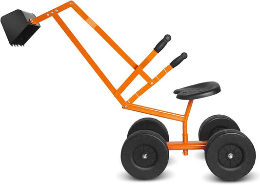 Costzon Kids Ride on Sand Digger with Wheels, Heavy Duty Steel Digging Scooper Excavator Crane with 360° Rotatable Seat for Dirt, Snow, Beach, Outdoor Sandbox Play Toy