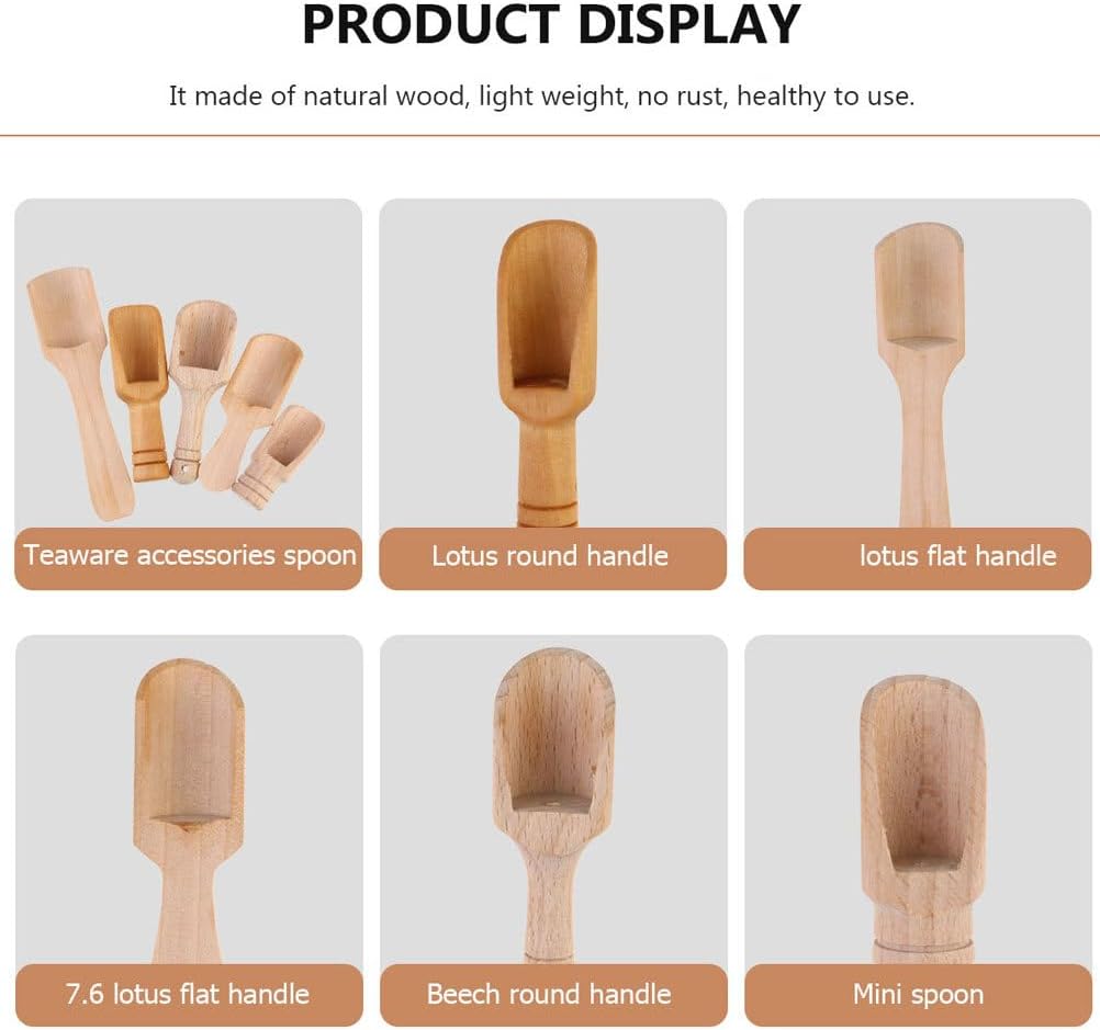 Bath Salt Scoop: 5PCS Mini Wooden Spoon Mini Bath Salt Spoon Tea Scoop Wooden Candy Small Spice s for Flour, Sugar, Cereal, (5 Sizes)