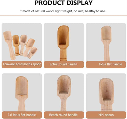 Bath Salt Scoop: 5PCS Mini Wooden Spoon Mini Bath Salt Spoon Tea Scoop Wooden Candy Small Spice s for Flour, Sugar, Cereal, (5 Sizes)