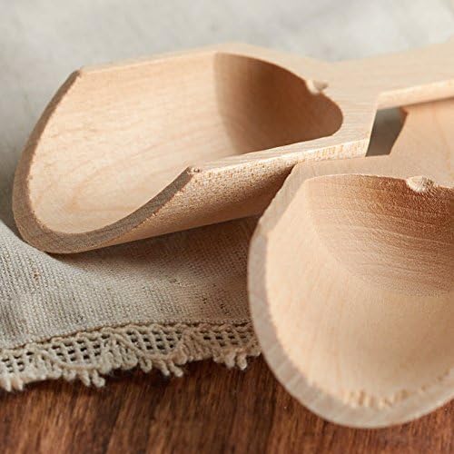 Unfinished Wood Spoon Scoops Set of 6 by Factory Direct Craft for Bath Salts, Sugar Scrubs, Spices or Educational Sensory Bins - 4-1/8 Inches Long