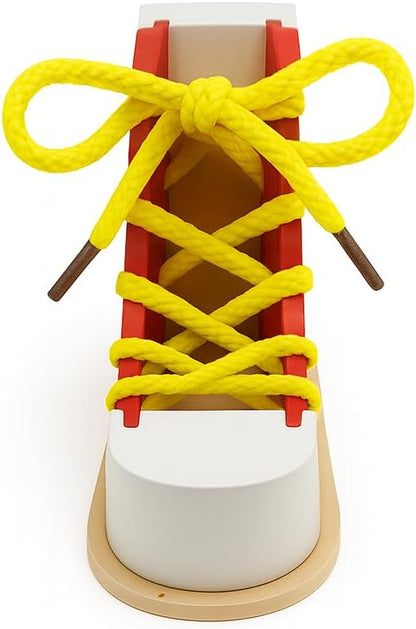 Mikily‘s Learn to Tie Shoes for Kids with Wooden Lacing Shoe Tying Kids Shoe Tying Practice Kit with Wooden Toys Blue
