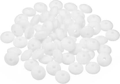 PATIKIL 14mm Silicone Beads, 60PCS Silicone Beads Bulk Abacus Spacer Beads Lentil Focal Cute for Pens Keychain Bracelets Necklace, Black