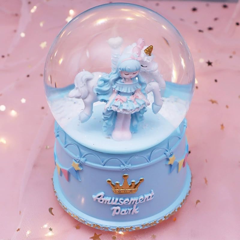 Snow Globe Birthday Gift for Girls,Princess Crown Snow Globe with Music, Automatic Snow Drift, Large Size Daughter Snow Globes Gifts for Christmas Decoration Birthday Gift (Pink)