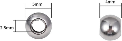 BEADIA Stainless Steel Spacer Beads 3x2.5mm Round Loose Charm Caps Beads for DIY Jewelry Making 100pcs with 1mm Hole