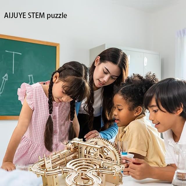 3D Wooden Puzzles for Adults Marble Run Kit - 159pc 4 Steel Marbles Build Mechanical Maze Model STEM Toys for Teens Adults, 4hr Challenge, No Glue Needed & Desk Kinetic Art, Ages 14+