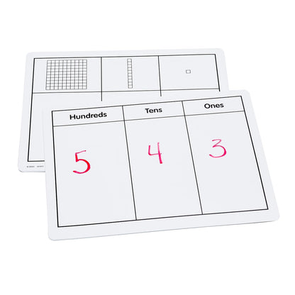 Didax Write-On and Wipe-Off Base Ten Mats, Set of 10