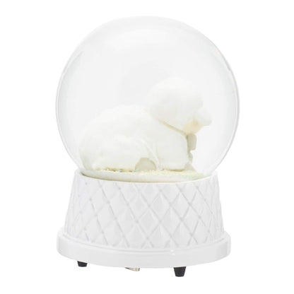 DEMDACO Jesus Loves Me Musical Water Globe - Lamb Snow Globe - Baby Blessing Keepsake - Small Silver Cross - Religious Gift for Kids - Resin & Stone - Great for Blessings & Celebrations