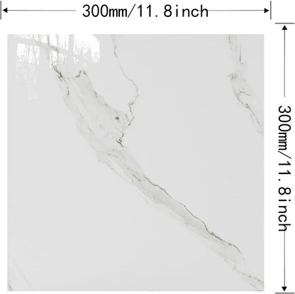 20-Pack Peel and Stick Gilded White Marble Tiles (11.8" x 11.8") – 19.4 Sq. Ft. Waterproof PVC Shower & Backsplash Tiles for Bathroom, Kitchen, and Living Room – Self-Adhesive, Easy Installation