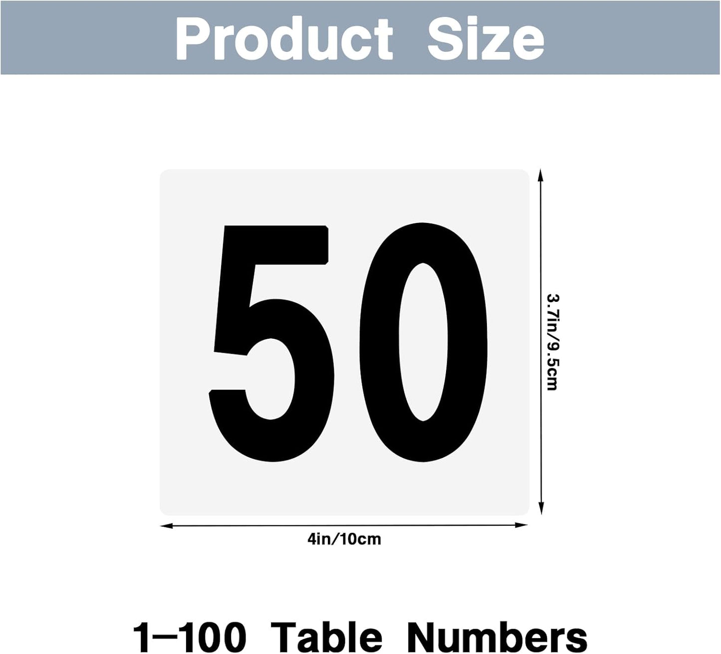 100 Pcs Table Numbers 1-100, Plastic Double Sided Table Number Cards, 4x3.7 Inch Number Signs for Wedding, Restaurant, Reception, Party, Anniversary, Event