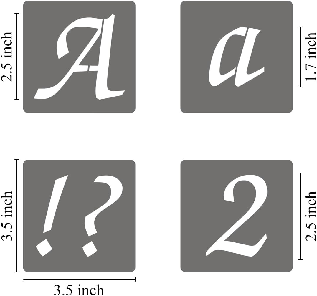 2.5 Inch Alphabet Letter Stencils - 70 Pack Letter Number Stencil Templates with Signs for Painting on Wood, Reusable Calligraphy Letters Stencils for Chalkboard Fabric Wood Signs