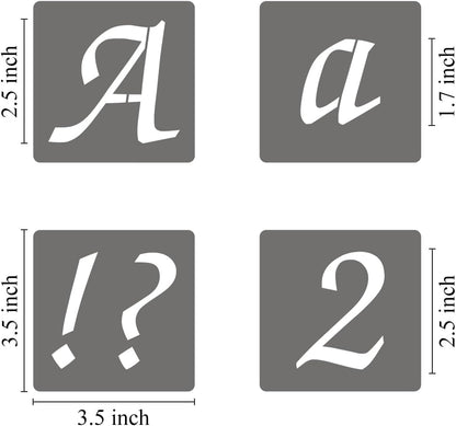2.5 Inch Alphabet Letter Stencils - 70 Pack Letter Number Stencil Templates with Signs for Painting on Wood, Reusable Calligraphy Letters Stencils for Chalkboard Fabric Wood Signs