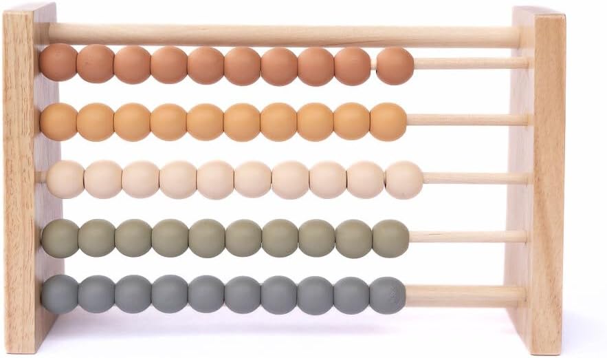Brooklyn Neutral Boho Abacus - STEM Toy- Boho Nursery Decor and Playroom Decor- Math Toddler Toy with Beads- Montessori Toys - Aesthetic Modern Educational Wooden Toys