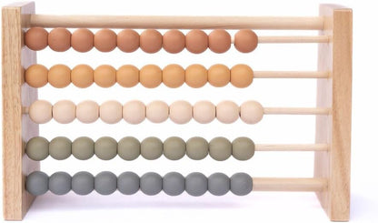 Brooklyn Neutral Boho Abacus - STEM Toy- Boho Nursery Decor and Playroom Decor- Math Toddler Toy with Beads- Montessori Toys - Aesthetic Modern Educational Wooden Toys