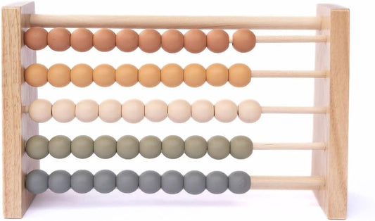 Brooklyn Neutral Boho Abacus - STEM Toy- Boho Nursery Decor and Playroom Decor- Math Toddler Toy with Beads- Montessori Toys - Aesthetic Modern Educational Wooden Toys
