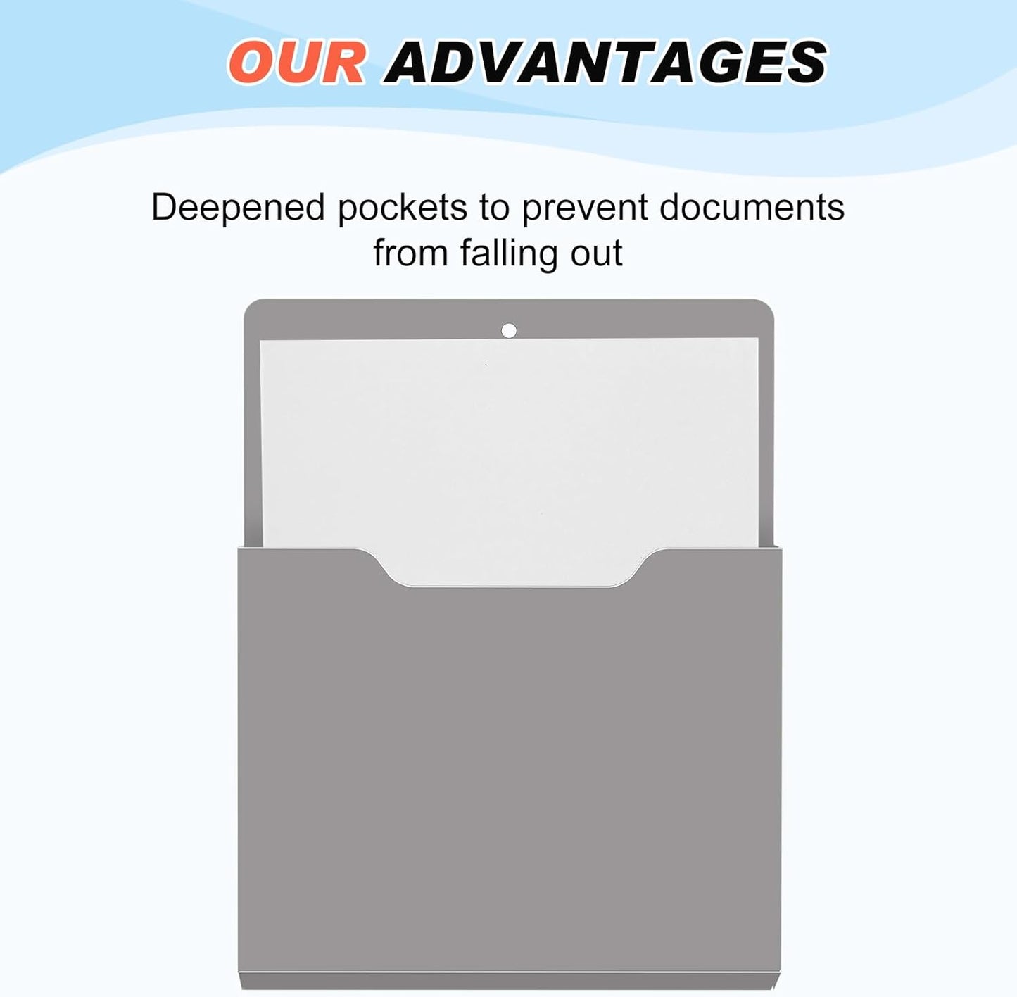 Fuutreo 6 Pcs Magnetic Wall File Organizer Magnetic Wall File Holder Refrigerator Magazine Holder for Mail Letters Paper(Aqua Green,Vertical-large)